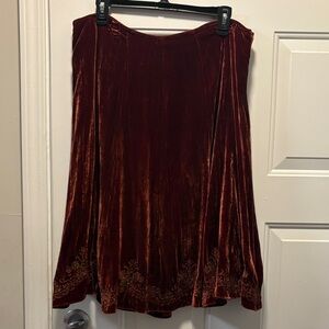 Reba Velvet A-Line Skirt in Deep Burgundy